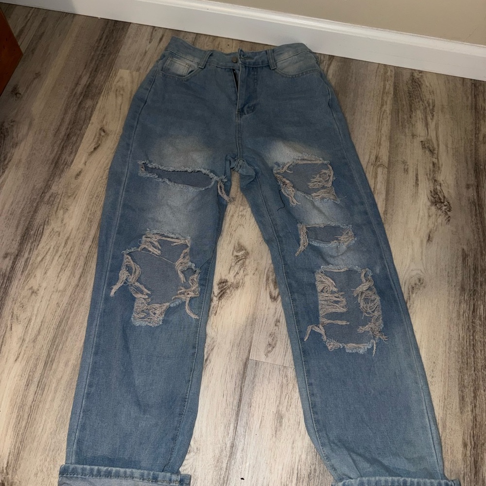 High waisted, wide-leg Blue Jeans
